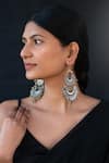 Buy_Do Taara_Silver Plated Oxidized Carved Chandbali Danglers _at_Aza_Fashions