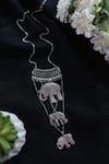 Shop_Do Taara_Silver Plated Carved Oxidized Necklace _at_Aza_Fashions