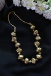 Shop_Do Taara_Gold Plated Carved Bead Oxidized Necklace _at_Aza_Fashions