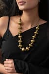 Do Taara_Gold Plated Carved Bead Oxidized Necklace _Online_at_Aza_Fashions