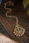 Shop_Do Taara_Gold Plated Pearls Kundan Studded Half Moon Necklace _at_Aza_Fashions