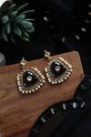 Shop_Do Taara_Black Stones, Pearls Kundan Embellished Earrings _at_Aza_Fashions