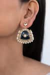 Do Taara_Black Stones, Pearls Kundan Embellished Earrings _Online_at_Aza_Fashions