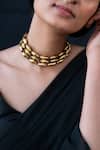 Buy_Do Taara_Gold Plated Stone Embellished Choker _at_Aza_Fashions