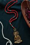 Shop_Do Taara_Red Buddha Carved Pendant And Beaded Necklace _at_Aza_Fashions