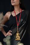 Do Taara_Red Buddha Carved Pendant And Beaded Necklace _Online_at_Aza_Fashions
