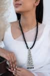 Buy_Do Taara_Black Beads Carved Oxidized Pendant Necklace _at_Aza_Fashions