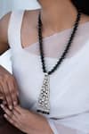 Do Taara_Black Beads Carved Oxidized Pendant Necklace _Online_at_Aza_Fashions