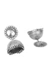 Sangeeta Boochra_Silver Plated Ghungroo Bead Geometric Carved Jhumkas _Online_at_Aza_Fashions