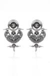 Buy_Sangeeta Boochra_Silver Plated Peacock Carved Earrings _Online_at_Aza_Fashions