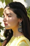 Buy_Sangeeta Boochra_Gold Plated Stones Two Peacock Carved Earrings_Online_at_Aza_Fashions