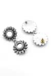 Shop_Sangeeta Boochra_Silver Plated Mirror Embellished Floral Earrings _at_Aza_Fashions