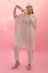 Buy_PRAHNAAYA_Pink Satin Vegan Embroidered Sequin Round Saba Kurta With Pant  _at_Aza_Fashions