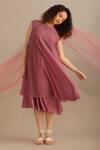 Buy_Myoho_Purple Crush Cotton Applique Hand Sleeve Double-layered Dress _at_Aza_Fashions