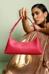 Buy_Tan & Loom_Fuchsia Plain Leather Skinny Baguette Bag _at_Aza_Fashions