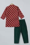 Buy_Byb Premium_Red Pure Cotton Printed Elephant Jaipuri Kurta And Pyjama Set _Online_at_Aza_Fashions