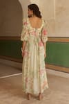 Paulmi and Harsh_Ivory Habutai Printed Floral Sweetheart Maxi Dress  _Online_at_Aza_Fashions