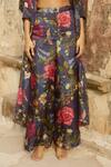 Buy_Paulmi and Harsh_Blue Jacket Organza Printed Floral Sweetheart Trouser Set _Online_at_Aza_Fashions