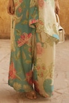 Paulmi and Harsh_Blue Habutai Printed Floral Band Collar Shirt Kurta Trouser Set_Online_at_Aza_Fashions