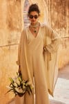 Buy_Paulmi and Harsh_Ivory Jumpsuit Linen 60x Plain Jacket Collared Neck With _Online_at_Aza_Fashions