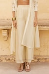 Paulmi and Harsh_Ivory Silk Organza Embroidery Floral Flower Cutwork Trouser Set _Online_at_Aza_Fashions