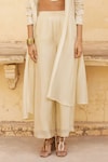 Paulmi and Harsh_Ivory Silk Organza Embroidery Floral Flower Cutwork Trouser Set  _Online_at_Aza_Fashions