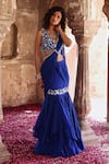 Buy_Seema Thukral_Blue Blouse Georgette Embroidered Ayesha Mermaid Pre-stitched Saree With Resham _at_Aza_Fashions