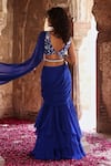 Shop_Seema Thukral_Blue Blouse Georgette Embroidered Ayesha Mermaid Pre-stitched Saree With Resham _at_Aza_Fashions