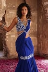 Seema Thukral_Blue Blouse Georgette Embroidered Ayesha Mermaid Pre-stitched Saree With Resham _Online_at_Aza_Fashions