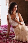 Shop_Seema Thukral_Ivory Anima Embellished Ruffle Pre-stitched Saree With Mirrorwork _Online_at_Aza_Fashions
