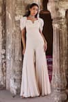 Buy_Seema Thukral_Ivory Georgette Embroidered Bead Sweetheart Janvi Pearl Embellished Jumpsuit _at_Aza_Fashions