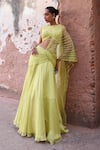 Seema Thukral_Green Blouse Georgette Embroidered Mahi Pre-draped Skirt Saree With _Online_at_Aza_Fashions