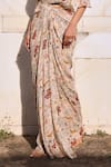 Seema Thukral_Pink Georgette Printed Floral Sweetheart Siya Pre-draped Saree With Blouse _at_Aza_Fashions