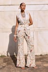 Buy_Seema Thukral_Ivory Georgette Printed Floral Lapel Collar Tishya Jacket Pant Set _at_Aza_Fashions