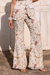 Seema Thukral_Ivory Georgette Printed Floral Lapel Collar Tishya Jacket Pant Set _at_Aza_Fashions