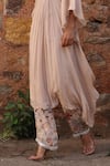 Seema Thukral_Pink Kaftan Chiffon Printed Floral V Neck Prisha Embroidered And Pant Set _at_Aza_Fashions