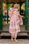 Shop_Maison Shefali_Pink Cotton Print Gul Leaf Neck Mughal Anarkali Set _Online_at_Aza_Fashions