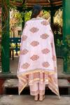 Maison Shefali_Pink Cotton Print Gul Leaf Neck Mughal Anarkali Set _at_Aza_Fashions