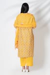 Shop_Kameez_Yellow Chanderi, Cotton, Kota Doria Floral Hand Block Print Kurta Pant Set _at_Aza_Fashions