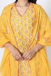 Kameez_Yellow Chanderi, Cotton, Kota Doria Floral Hand Block Print Kurta Pant Set _at_Aza_Fashions