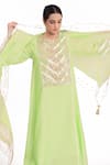 Shop_Bhavik Shah_Green Kurta Chanderi Silk And Handwoven Banarasi Floral Placement Pant Set _Online_at_Aza_Fashions