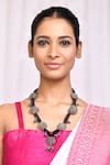 Buy_Nayaab by Aleezeh_Black Beads Jiya Clustered Banjaran Necklace_at_Aza_Fashions