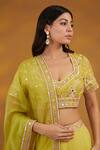 Shop_House Of Supriya_Yellow Silk, Georgette, Organza Mirrors, Embroidery Blouse Lehenga Set _Online_at_Aza_Fashions