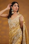 HOUSE OF SUPRIYA_Gold Silk Organza Tissue Hand Embroidered Floral Saree With Blouse _at_Aza_Fashions