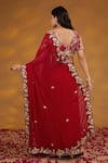 Shop_House Of Supriya_Red Georgette, Silk Embroidery, Gota Patti Floral Border Saree With Blouse _at_Aza_Fashions