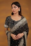 House Of Supriya_Black Silk, Georgette Sequins Asymmetric Floral Embroidered Saree With Blouse _at_Aza_Fashions