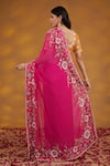 Shop_House Of Supriya_Pink Silk, Georgette Tassels, Embroidery Round Neck Floral Saree With Blouse _at_Aza_Fashions