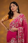 Shop_House Of Supriya_Pink Silk, Georgette Tassels, Embroidery Round Neck Floral Saree With Blouse _Online_at_Aza_Fashions