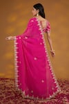 Shop_House Of Supriya_Pink Georgette, Silk Embroidery, Gota Floral Border Work Saree With Blouse _at_Aza_Fashions