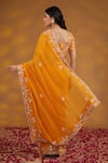 Shop_HOUSE OF SUPRIYA_Yellow Saree Georgette Hand Embroidered Floral V Neck Flower With Blouse _at_Aza_Fashions